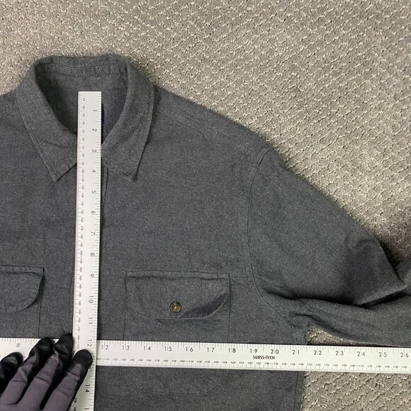 J. CREW Flannel Shirt Men's Medium Gray Elbow Patch Patches Button Up Down - Picture 6 of 8